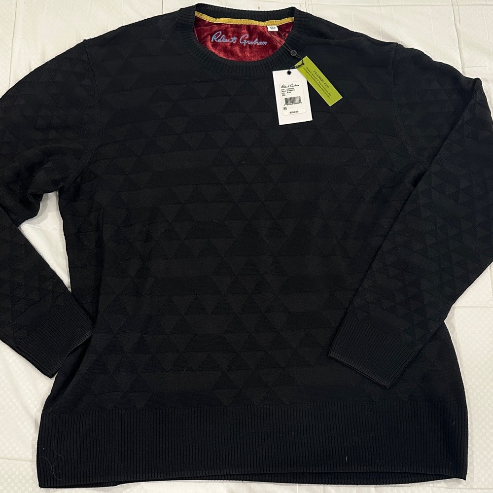 Roberto Graham Black Geometric Knit Sweater